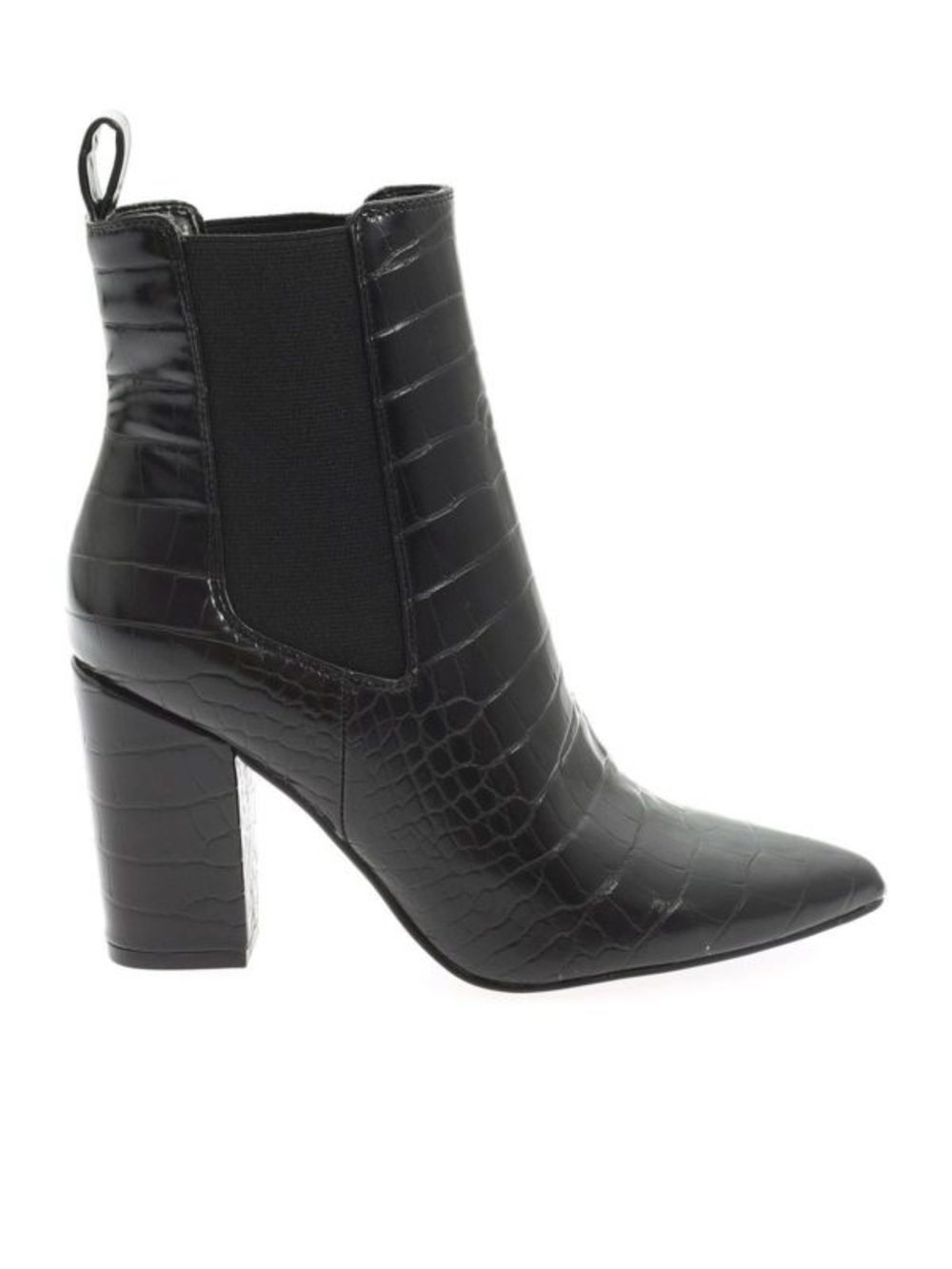 Steve Madden Black Croc Embossed Ankle Boots 8.5 Block Heel